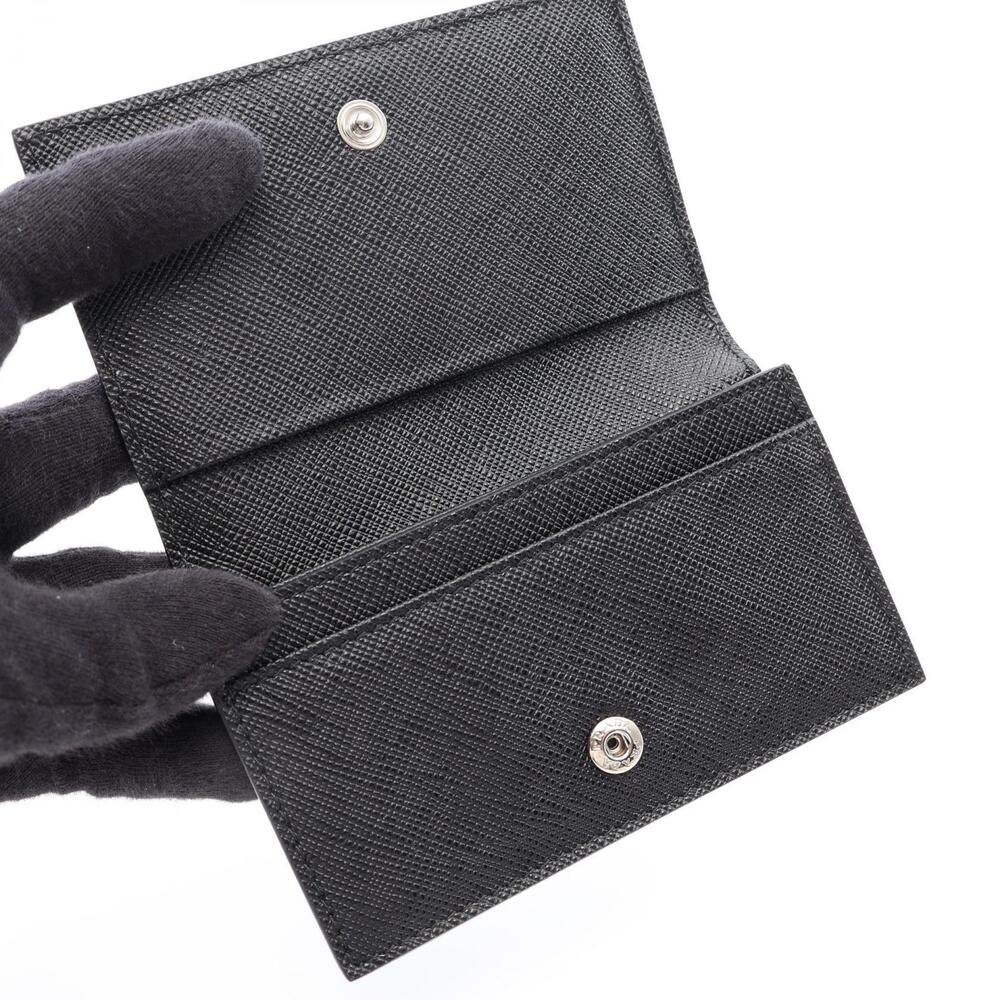 Prada Saffiano Metal Card Case Wallet Accessory Leather Black - Picture 5 of 7